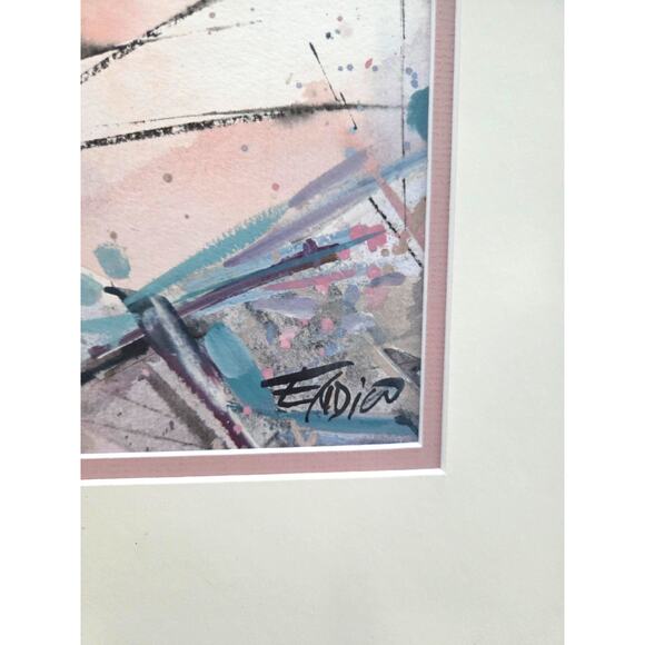 Mary Endico Original Abstract Watercolor Painting 16x15 Signed Gold Frame - Picture 4 of 10